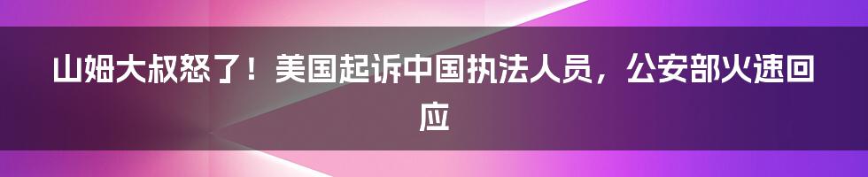 山姆大叔怒了！美国起诉中国执法人员，公安部火速回应