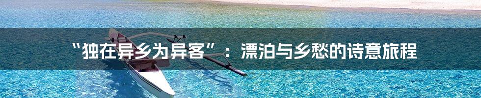 “独在异乡为异客”：漂泊与乡愁的诗意旅程