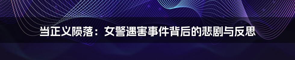当正义陨落：女警遇害事件背后的悲剧与反思