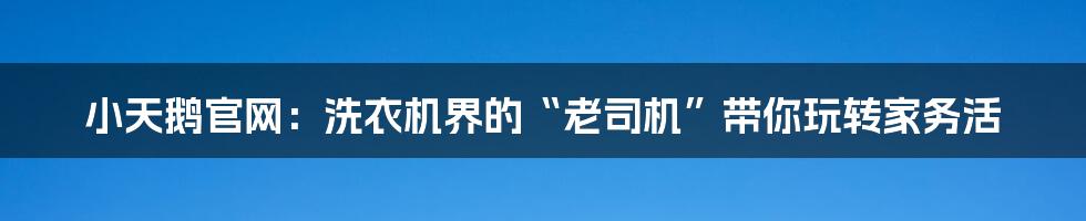 小天鹅官网：洗衣机界的“老司机”带你玩转家务活