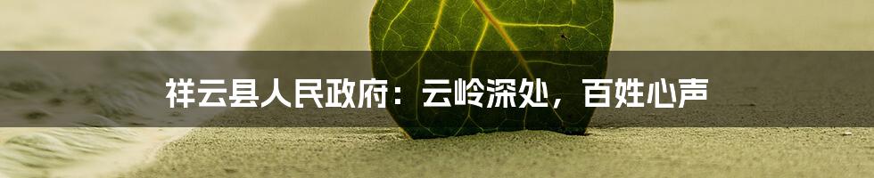 祥云县人民政府:云岭深处,百姓心声