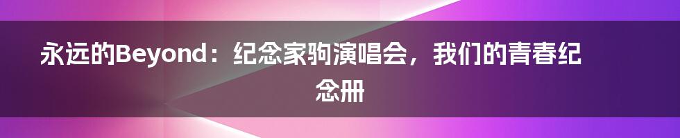 永远的Beyond：纪念家驹演唱会，我们的青春纪念册