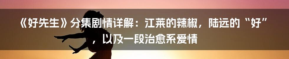 《好先生》分集剧情详解:江莱的辣椒,陆远的“好”,以及一段治愈系爱情