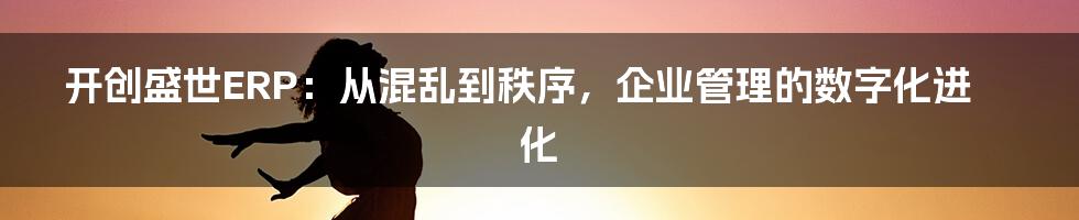 开创盛世ERP：从混乱到秩序，企业管理的数字化进化