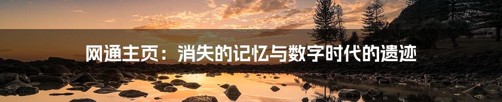 网通主页：消失的记忆与数字时代的遗迹