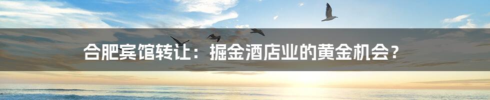 合肥宾馆转让:掘金酒店业的黄金机会?
