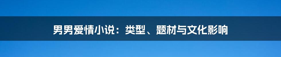 男男爱情小说:类型、题材与文化影响