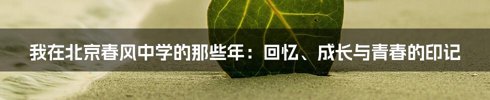 我在北京春风中学的那些年:回忆、成长与青春的印记