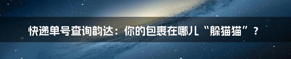 快递单号查询韵达:你的包裹在哪儿“躲猫猫”?