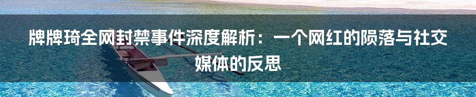 牌牌琦全网封禁事件深度解析:一个网红的陨落与社交媒体的反思