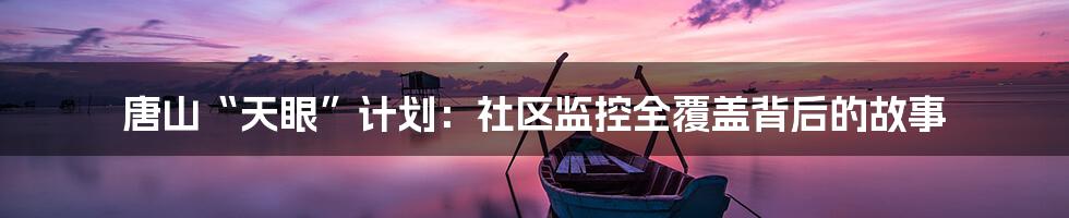 唐山“天眼”计划：社区监控全覆盖背后的故事