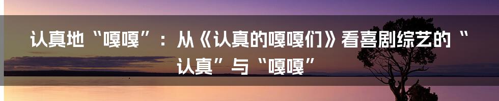 认真地“嘎嘎”:从《认真的嘎嘎们》看喜剧综艺的“认真”与“嘎嘎”