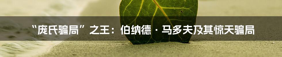 “庞氏骗局”之王:伯纳德·马多夫及其惊天骗局
