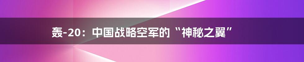 轰-20:中国战略空军的“神秘之翼”