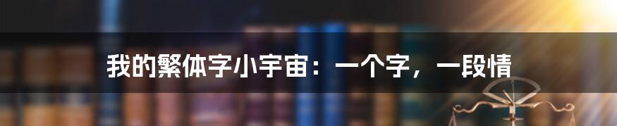我的繁体字小宇宙:一个字,一段情