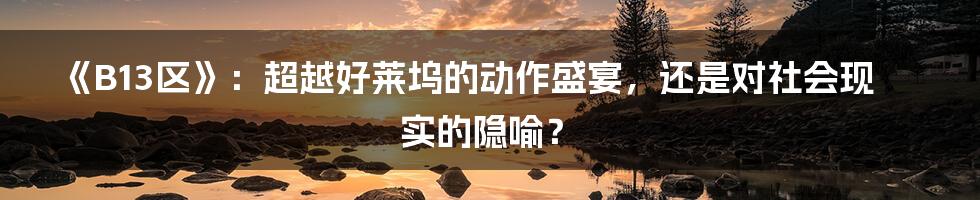 《B13区》:超越好莱坞的动作盛宴,还是对社会现实的隐喻?