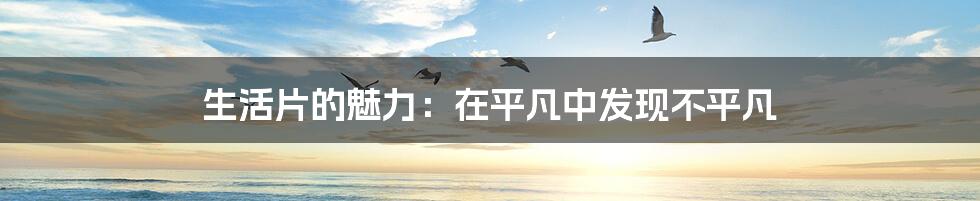 生活片的魅力:在平凡中发现不平凡