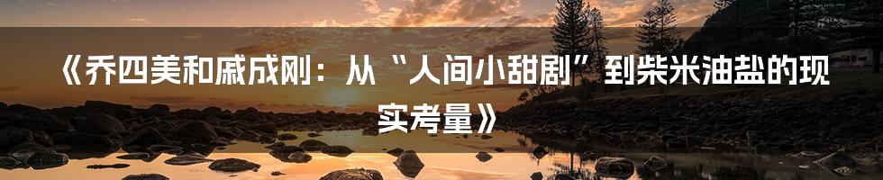 《乔四美和戚成刚:从“人间小甜剧”到柴米油盐的现实考量》