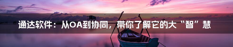 通达软件：从OA到协同，带你了解它的大“智”慧