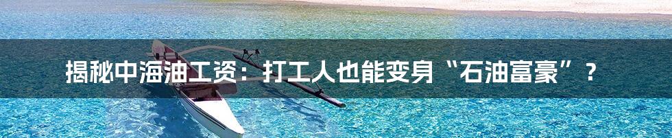 揭秘中海油工资:打工人也能变身“石油富豪”?
