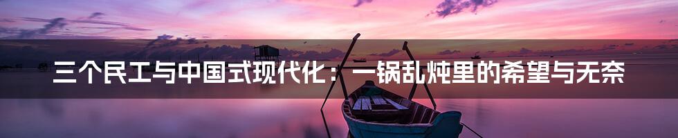 三个民工与中国式现代化：一锅乱炖里的希望与无奈