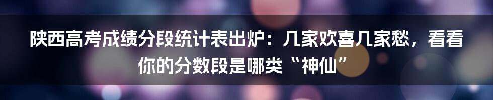 陕西高考成绩分段统计表出炉：几家欢喜几家愁，看看你的分数段是哪类“神仙”