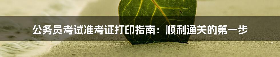 公务员考试准考证打印指南:顺利通关的第一步