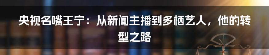 央视名嘴王宁：从新闻主播到多栖艺人，他的转型之路