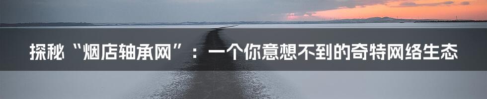 探秘“烟店轴承网”:一个你意想不到的奇特网络生态