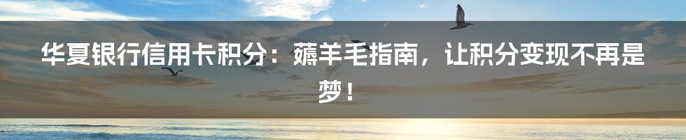 华夏银行信用卡积分:薅羊毛指南,让积分变现不再是梦!