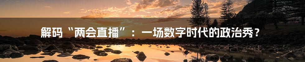 解码“两会直播”:一场数字时代的政治秀?