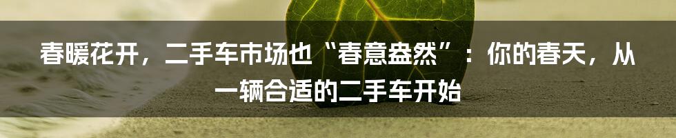 春暖花开,二手车市场也“春意盎然”:你的春天,从一辆合适的二手车开始