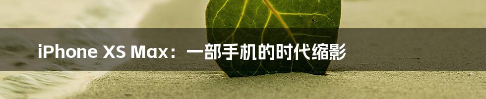 iPhone XS Max:一部手机的时代缩影