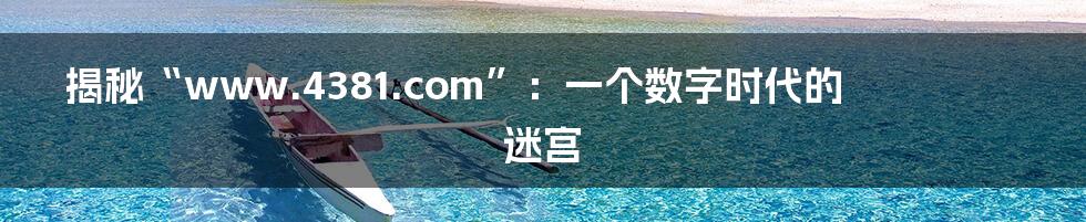 揭秘“www.4381.com”：一个数字时代的迷宫