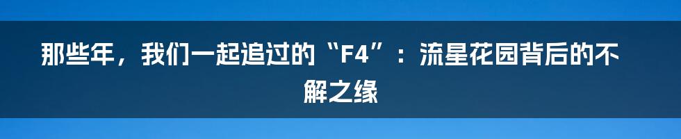 那些年，我们一起追过的“F4”：流星花园背后的不解之缘