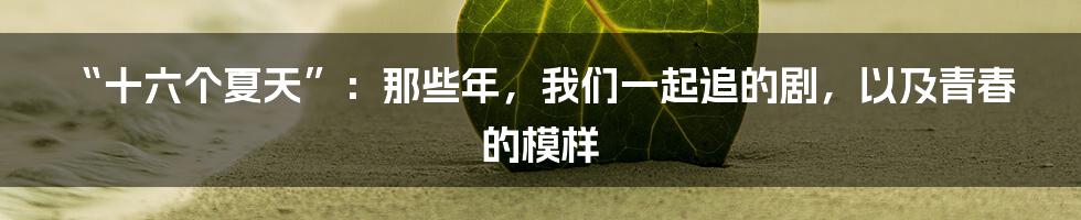 “十六个夏天”：那些年，我们一起追的剧，以及青春的模样