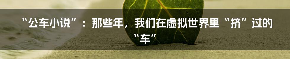 “公车小说”:那些年,我们在虚拟世界里“挤”过的“车”