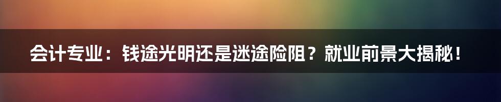 会计专业:钱途光明还是迷途险阻?就业前景大揭秘!