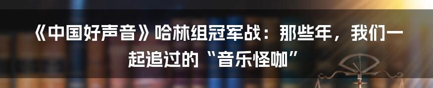 《中国好声音》哈林组冠军战：那些年，我们一起追过的“音乐怪咖”