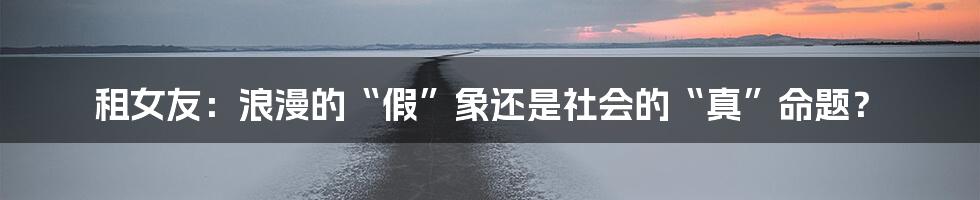 租女友:浪漫的“假”象还是社会的“真”命题?