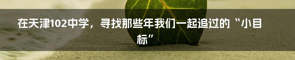 在天津102中学,寻找那些年我们一起追过的“小目标”