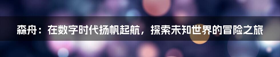 森舟:在数字时代扬帆起航,探索未知世界的冒险之旅
