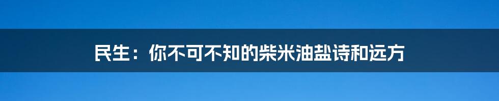 民生:你不可不知的柴米油盐诗和远方