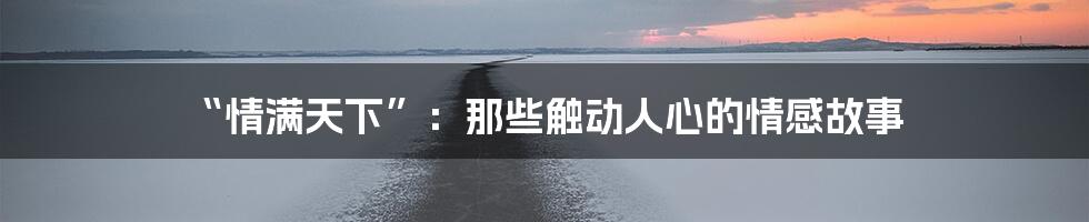 “情满天下”:那些触动人心的情感故事
