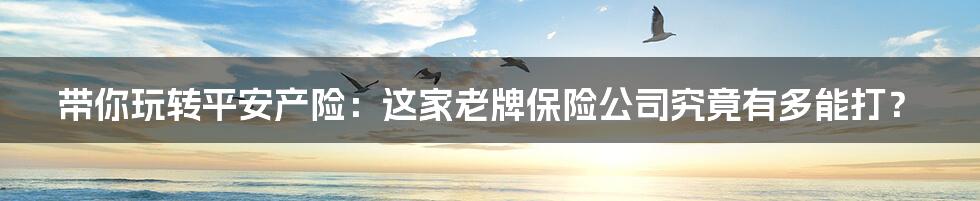 带你玩转平安产险：这家老牌保险公司究竟有多能打？