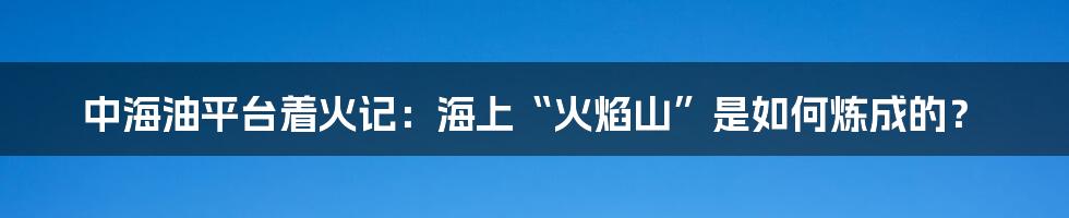 中海油平台着火记：海上“火焰山”是如何炼成的？