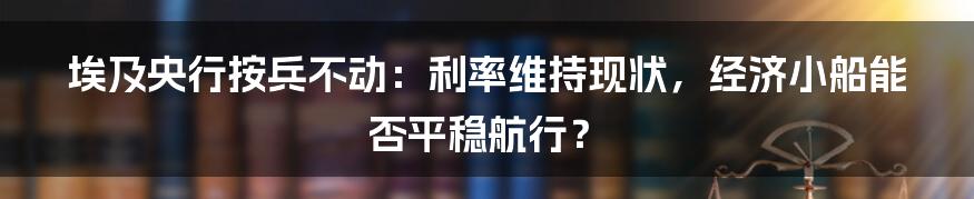 埃及央行按兵不动:利率维持现状,经济小船能否平稳航行?