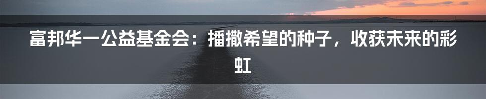 富邦华一公益基金会:播撒希望的种子,收获未来的彩虹