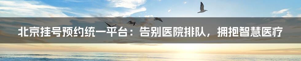 北京挂号预约统一平台：告别医院排队，拥抱智慧医疗