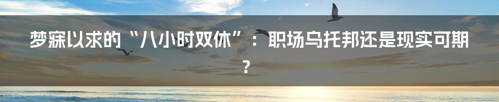 梦寐以求的“八小时双休”：职场乌托邦还是现实可期？